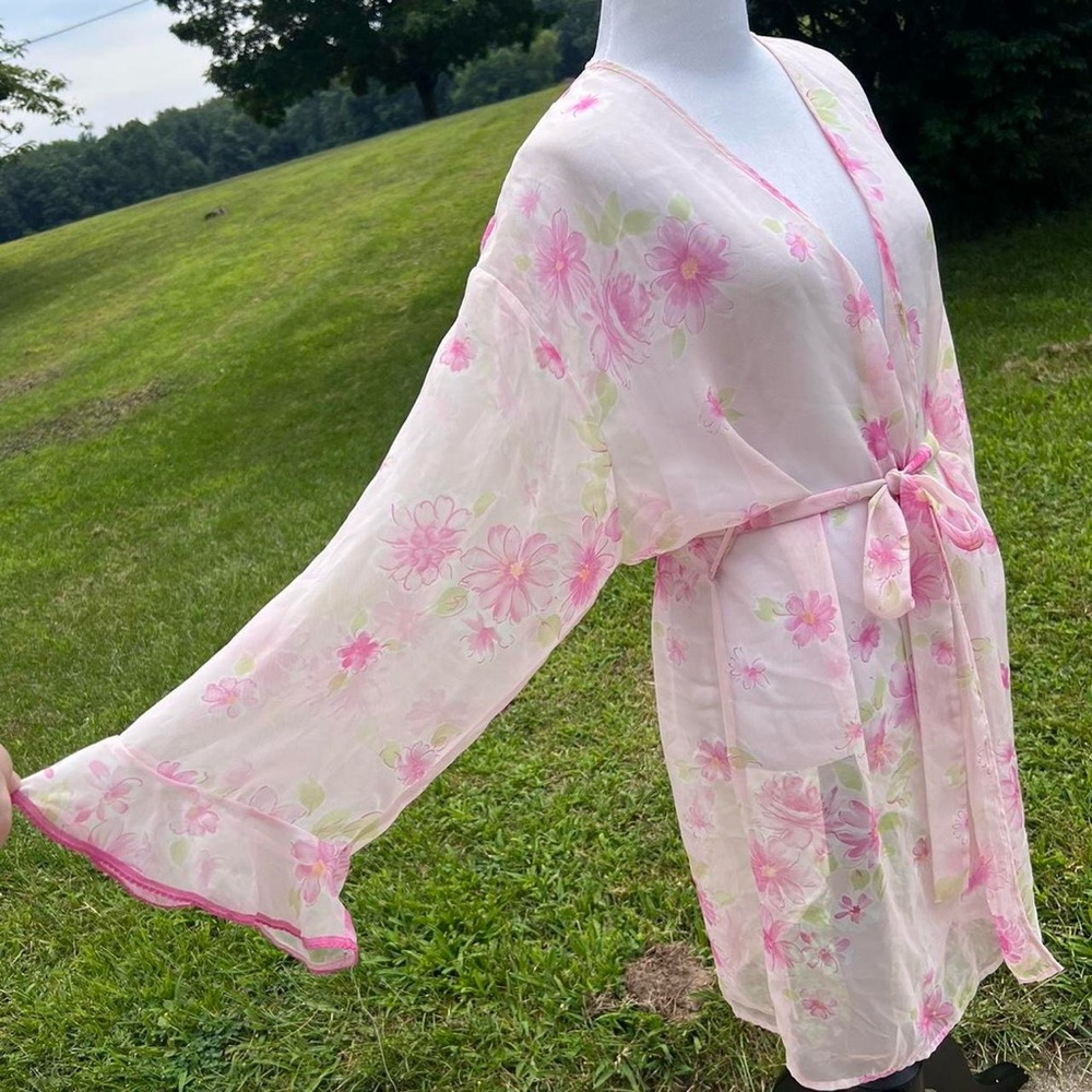 Floral Pink Sheer Robe - Picture 3 of 3